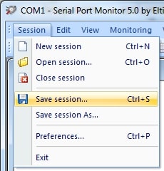 Save serial port testing session