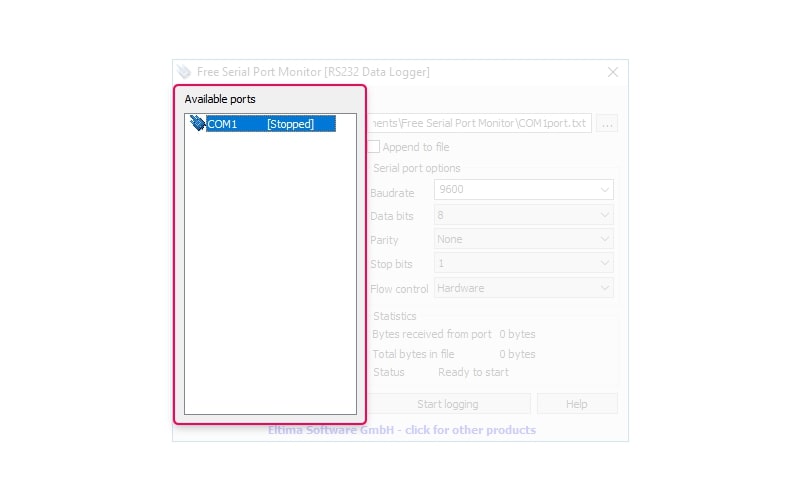 RS232-Datenlogger - verfügbare COM-Ports